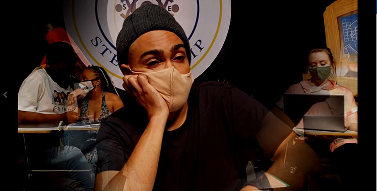 Above: The scenario behing Momentary Magnetism that a student in a Physics lectuer drifts off to sleep and dreams the experience into the quantum world.